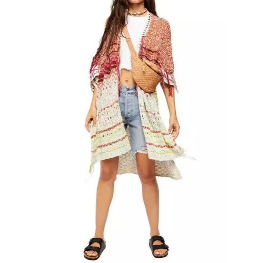 NWT Free People Cardigan- Skies The Limit-Fringe Knit Desert Dream